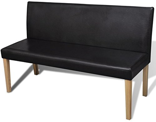 Gecheer Panca in Similpelle Marrone Scuro, Imbottita con Gommapiuma, 139,5 x 50 x 86 cm, Legno Massello di Pino, Seduta Profonda 41 cm, Altezza 48 cm, per Soggiorno Camera da Letto Ufficio