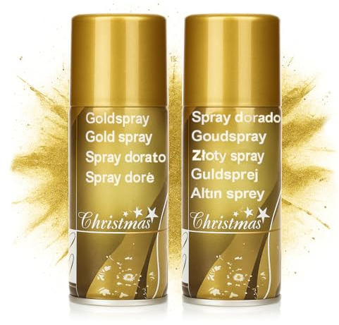 com-four® 2x Goldfarbenes Sprühlack-Set - Metallic-Spray für kreative Dekorationen und Bastelprojekte - Goldspray für Weihnachts- und Alltagsdeko (2 Stück - Spray/goldfarben)