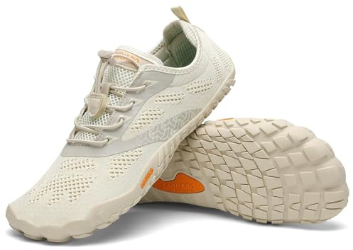 SAGUARO Scarpe da Trail Running Uomo Donna Scarpe da Barefoot Antiscivolo Traspirante Scarpe Minimaliste per Outdoor e Indoor Trekking Fitness Beige 43 EU