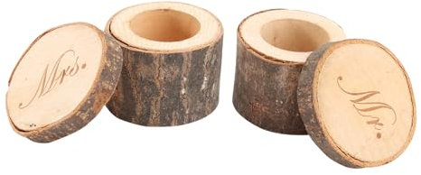 Holibanna 2piezas Cajita De Anillos De Madera Diseño Chic Rústico Para Bodas Mr Mrs Para Nupciales
