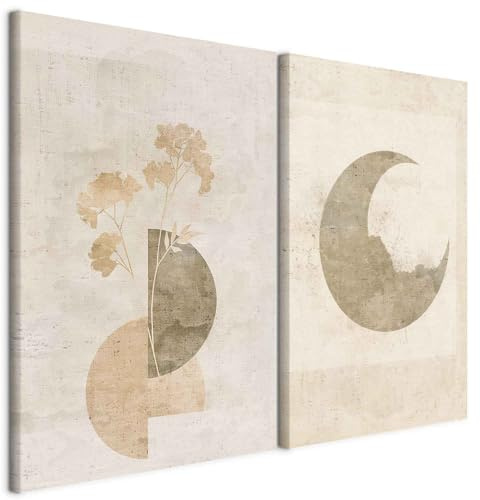 murando - Set De 2 Composición Cuadros Composición geométrica 120x90 cm 2 Piezas 60x90 cm Cada - Conjunto De 2 - Cuadro Para Pared Floral Decoración Salón Modernos - a-H-10153-b-a
