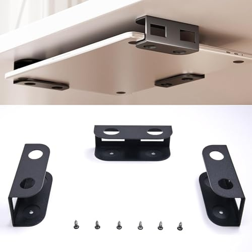 QYDKWK Laptop Untertisch Halterung, Multifunktionale Untertischhalterung Wandhalterung, für Laptops, Tablets, TV-Boxen, Tastatur, Router, für Geräte < 3.6 cm Dicke, mit Schrauben (Schwarz)