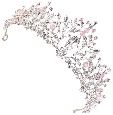HONITANO Couronne De Mariage Décorative Alliage Avec Paillettes Coiffure Pour Femme Ornement De Cheveux Pour Occasion Spéciale Argenté Et Rose