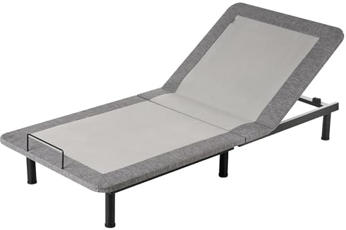 Beliani Somier articulado eléctrico 90 x 200 cm Mando a Distancia Incluido 4 Alturas de Patas Hierro poliéster Gris Brunoy