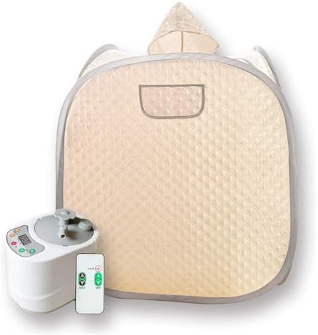 Kit per sauna domestica, Kit sauna portatile Tenda for cappello spa for tutto il corpo a casa di una persona, include izzatore da 2 litri con telecomando(Champagne)