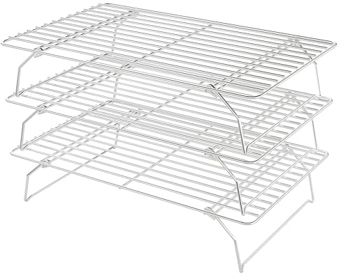 3 Tier Stackable Cooling Racks for Cooking and Baking, Silver