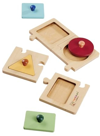 Eichhorn Montessori Pedagogiska pusselformer – träpussel med handtag, främjar formförståelse och koordination, pedagogiskt spelspel, av FSC-certifierad bokträ och lindträ, från 1 år