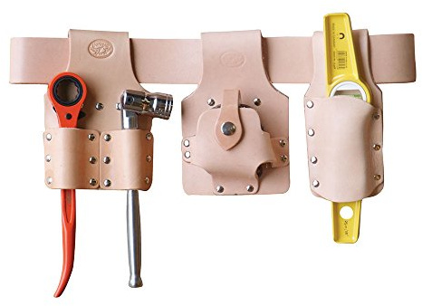 Scaffolding Tool Belt Set with Tools - Premium Tan Leather - Made in UK - Connell of Sheffield