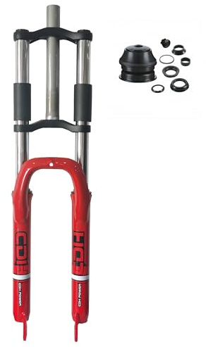 DONSP1986 Bike Suspension Fork 26 and 1 1/8 Headset Combo,Disc Brake,Red,Bike Fork/Bicycle Forks