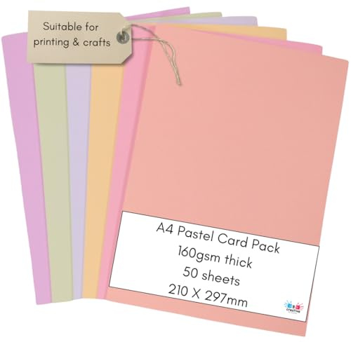 Lot de 50 feuilles de papier pastel A4 160 g/m² - 6 nuances, pour imprimante et photocopieur