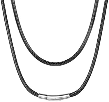 ChainsHouse Black Rope Necklace Leather Cord Necklace for Men