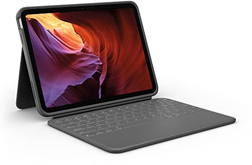Logitech Rugged Folio für iPad (10. Generation) – Schutzcase mit Smart Connector und strapazierfähiger, spritzwassergeschützter Tastatur - US International Layout, Geeignet für iPad