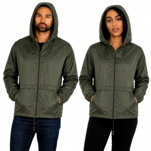 Style It Up Hooded Raincoat Kagools Jacket - Unisex Adult Men and Women - Water-Resistant, Breathable, Lightweight - Ideal for Spring, Summer and Travel - [Multiple Options] - [Numeric]