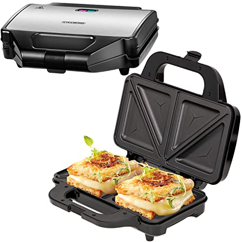 XXL Sandwichmaker | 4 Sandwichecken | Antihaftbeschichtung | 1000 W | Cool-Touch-Gehäuse | Sandwich Maker | Elektrogrill | Paninitoaster | Sandwichtoaster | Kontaktgrill