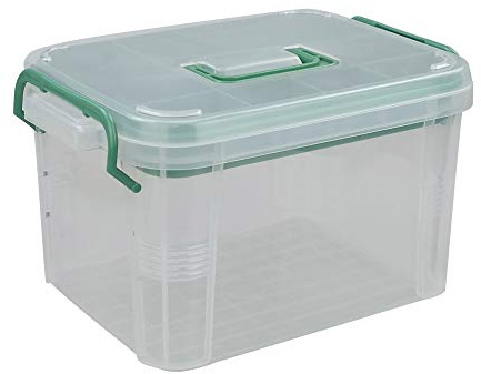 Nesmilers Large Family First-Aid Box, Clear Medicine Storage Box with Tray
