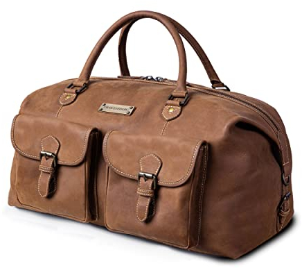 DRAKENSBERG Reisetasche 'Ray' - Leder Weekender mit 2 Außentaschen, Damen, Herren im Vintage-Design, 40L - Havanna-Braun, DR00304