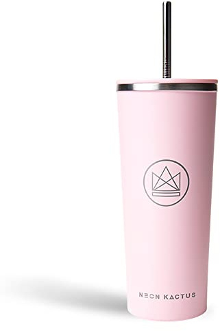 Neon Kactus - Pink Flamingo Stainless Steel Tumbler, Insulated Tumblers with Straw and Flip Lid, Double Wall Vacuum Insulated Tumbler Cup for Hot and Cold Drinks, 24oz Capacity