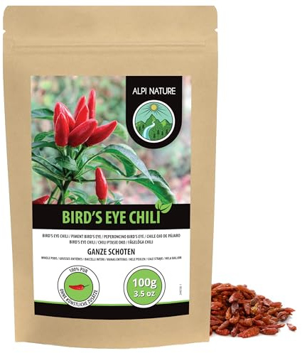 Alpi Nature Bird's Eye Chili Hel 100g, Hela Baljor Bird's Eye Chili 10-30mm, Heta Chilipeppar