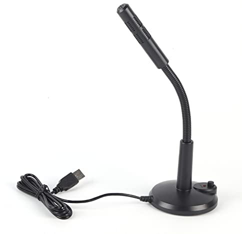 Tiiyee USB Microphone, Omnidirectional PC Phone Podcast Mic Background Noise Elimination Gooseneck Desktop Laptop Microphones for Conferencing Gaming Chat Podcasting Video Recording Plug and Play