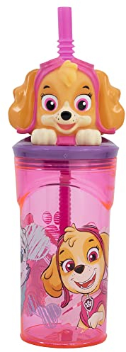 WIEDERVERWENDBARER KINDERBECHER AUS BPA-FREIEM KUNSTSTOFF 430 ML MIT 3D-FIGUR AUF DEM DECKEL | PAW PATROL GIRL SKETCH ESSENCE