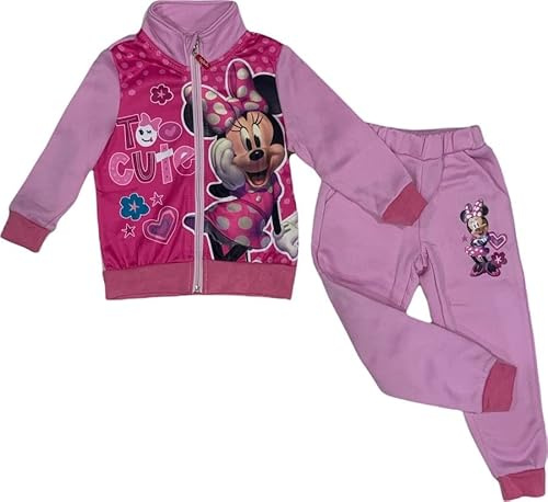 arlis Ensemble jogging Sweet zippé de couleurs contrastées, image de héros devant. Finitions élastiquées. Deux poches. Intérieur polaire (as4, age, 4_years, regular, Ensemble Jogging Minnie Rose)