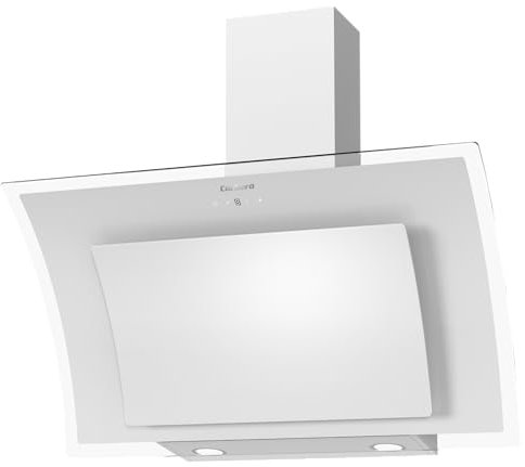 Corberó – Campana Decorativa | 90 cm | Caudal 1000 m³/h | 3 Velocidades | Control Touch | Filtro Aluminio 3 Capas + Filtro Carbón | E.Energética A++ | Cristal Blanco