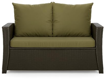 Setgarden® Kussinen för utomhusbänk av polyrattan – Rattanrockningsstolskudde för trädgårdsbänk (Grön, 130x60x50 cm)