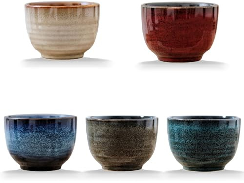Lxuwbd Japanese Style Ceramic Tea Set, Tea Cup, Coffee Cup, Yerba Mate Set, Ceramic Mate Cup Set of 4 (5 Colors)