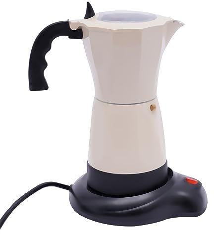 Macchina per caffè espresso elettrica con base, 300 ml, caffettiera elettrica, caffettiera per caffè espresso e caffè, 6 tazze, teiere per l'ufficio di casa, il dormitorio, il negozio di tè al latte,