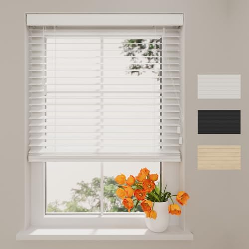 DTCH® Holzjalousie innen Weiß 80 x 175 cm (BxH), 50mm Lamellen aus Paulownia Holz, Breiten von 50 bis 250 cm erhältlich, Innenjalousie, Fenster Jalousien