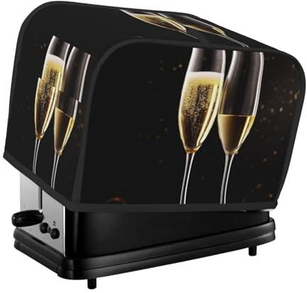 2 Slice Toaster Cover with Pockets & Top Handle Small Bread Maker Covers Champagne Glass Kitchen Small Appliance Cover Washable Universal Oven Covers