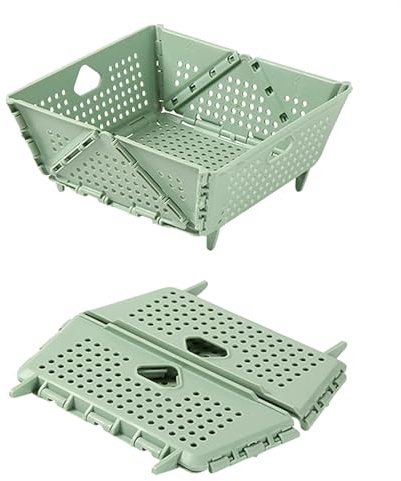 Colador plegable de plástico para cocina, colador de alimentos para frutas, verduras, cesta de drenaje plegable con patas de descanso