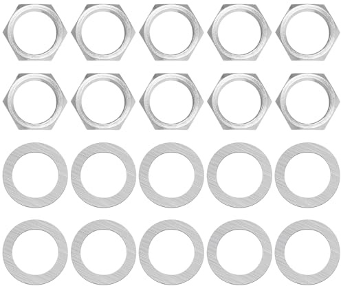 20 Pcs Guitar Nuts and Washers 3/8 Guitar Jack Nut and Washer Jack Socket Nut with Washer Guitars Input Output Jacks Socket Nuts and Washers for Electric Guitars Bass All Types Sockets(Silver)