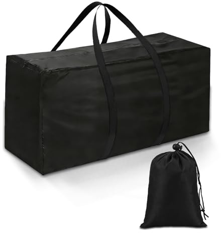 XIMEY Borsa per Cuscini da Giardino, Borsa Porta Cuscini da Giardino, Porta Albero di Natale, Sacco Albero di Natale, in Tessuto Oxford 210D Resistente ai Raggi UV con Maniglie Rinforzate Nero
