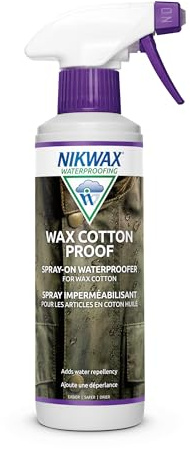 Nikwax Wax Cotton Proof, Spray-On Waterproofing for Waxed Cotton Jackets, Clothing, Outerwer, Restores Water Repellency DWR