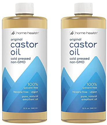 Home Health Castor Oil - 32 fl oz, Pack of 2 - Conditioning Oil for Body, Skin & Brows - Non-GMO, USDA-Certified Organic - Cold Pressed - Solvent & Hexane Free