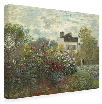 Wrapped Canvas Wall Art - Claude Monet 'The Artist's Garden In Argenteuil' Wall Art for Living Room, Bedroom, or Office Décor - 18x24