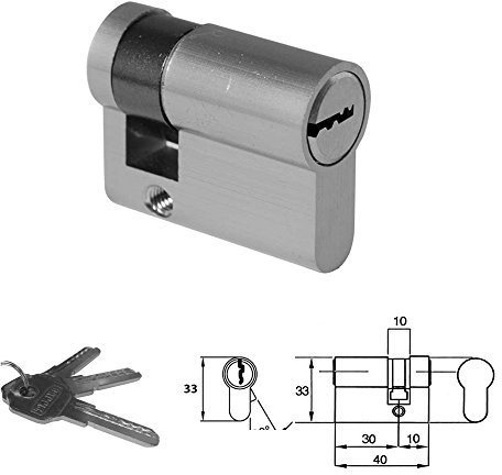 IBFM – 2303/CS Demi cylindre profil européen sécurité Chrome satiné 40 mm 3 clés