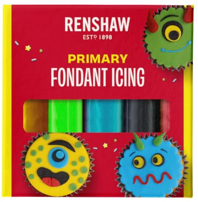 Renshaw Primary Colours Fondant Icing Multipack, 5 x 100 g (Pack of 1) | Vibrant Icing for Cakes, Vegetarian & Vegan Friendly, Versatile for Cakes, Available in 20+ Colours, Improved Vanilla Flavour