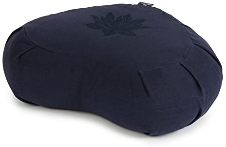 Yoga Studio Buckwheat Crescent Zafu Meditation Cushion - Lotus Leaf (Navy Blue)