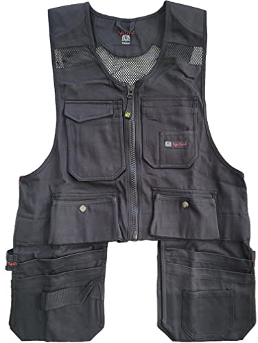 Tiger Trends Men Work Vest Pockets Utility Vest Tool Pockets Pro (Large, Black)