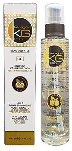 KeraGold PRO Huile Professionnelle Nourrissante à Base de Keratine/Huile de Coco sans Sulfates, 100 ml