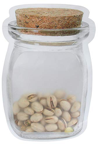 Emartbuy Confezione da 50 Sacchetti Riutilizzabili Ermetici a Forma di Barattolo di Vetro Chiusura a Cerniera Richiudibile Sacchetti di Conservazione Degli Alimenti per Sandwich Snack - 13 x 20 cm