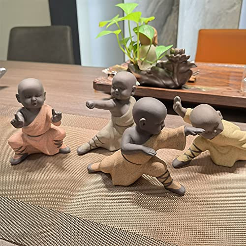 Kung fu buddha figura monaco monaco piccolo scultura deco moderno soggiorno vassoio per tè vassoio decorazione set da tè artigianato artigianato regalo vassoio da tè vassoio desktop pet,Rosso