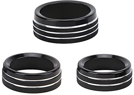 Ymiko Klimaanlage Schalterknopf Abdeckung AC Audio Schalterknopf Zierleisten Ringe Schwarz Ersatz für Challenger 2015-2019