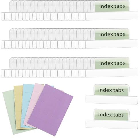 BSTKEY 75pcs Plastic 2.1 inch Index Tabs with Printable Inserts, Clear