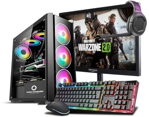 PC Gaming Desktop-PC i7 – SSD 1 TB – RAM 32 GB – RTX 5050 8 GB GDDR6 – Monitor 24 Zoll Windows 11 Pro – WiFi USB – HDMI und VGA – Wireless – Büro Internet Schule