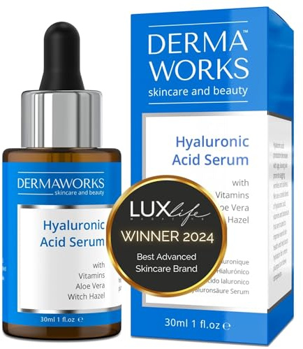 HA HYALURON SERUM Gesichtspflege mit Vitamin C, Aloe Vera & Hamamelis – Hyaluronsäure Feuchtigkeitsserum für Gesicht & Microneedling – Poren Verkleinern, Strahlendere Haut, Skin Care von DERMAWORKS
