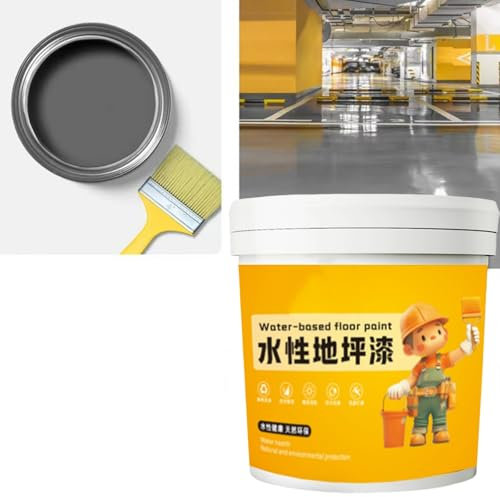 Peinture époxy imperméable à base d'eau, 300 g de peinture de sol en béton avec pinceau, peinture antidérapante à séchage rapide pour la maison, le garage, gris foncé