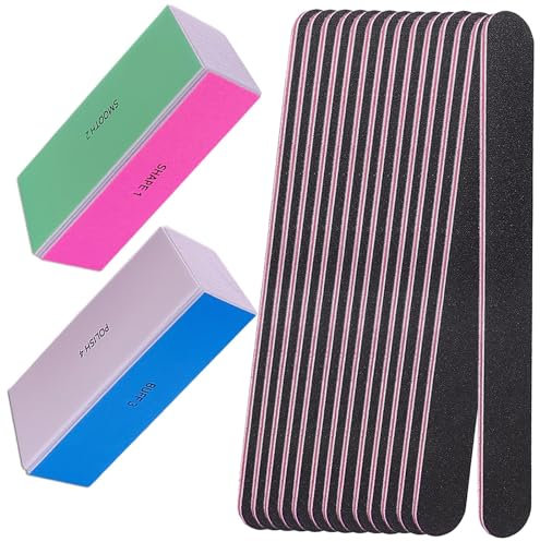 Yamobi 12 pezzi Buffer per unghie, lime unghie per gel, blocchi lucidanti professionali, lime lavabili per gel unghie per lucidare e brillare